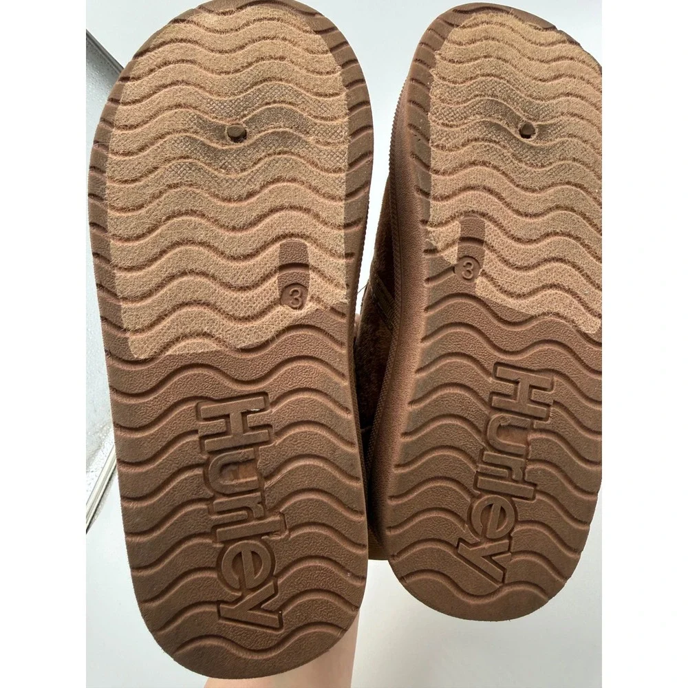 Hurley Chukka Boots Boys Size 3 Brown Excellent Faux Fur Lined Lace Up